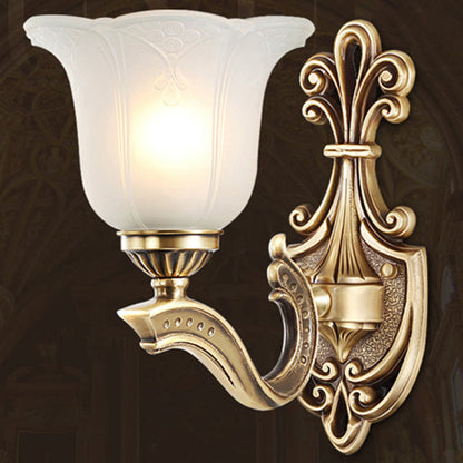 Copper Hardware Bell Floral 1/2 Light Wall Sconce Lamp