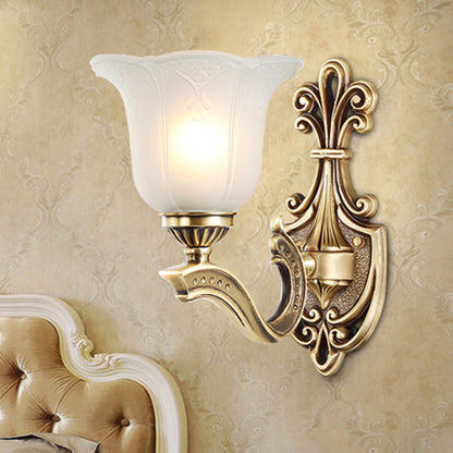 Copper Hardware Bell Floral 1/2 Light Wall Sconce Lamp