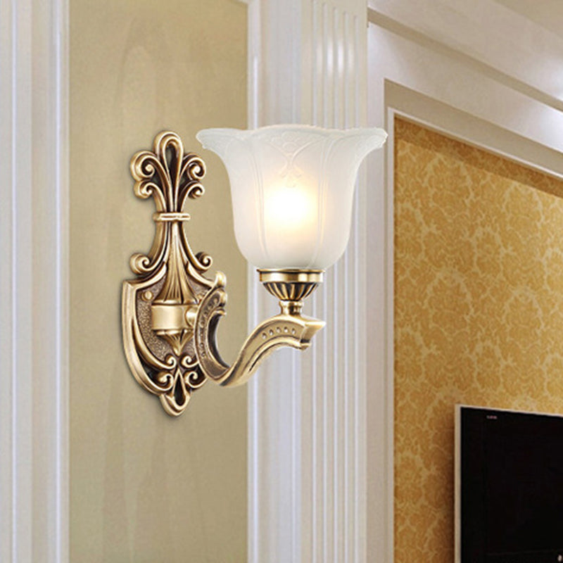 Copper Hardware Bell Floral 1/2 Light Wall Sconce Lamp