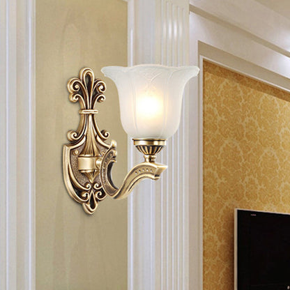 Copper Hardware Bell Floral 1/2 Light Wall Sconce Lamp