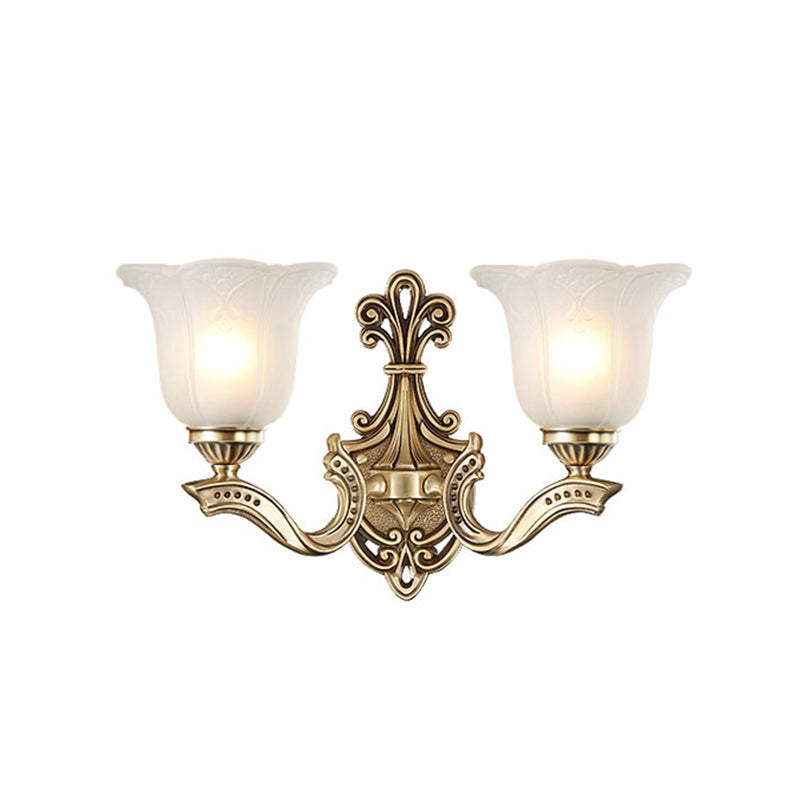 Copper Hardware Bell Floral 1/2 Light Wall Sconce Lamp