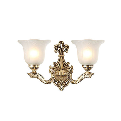 Copper Hardware Bell Floral 1/2 Light Wall Sconce Lamp
