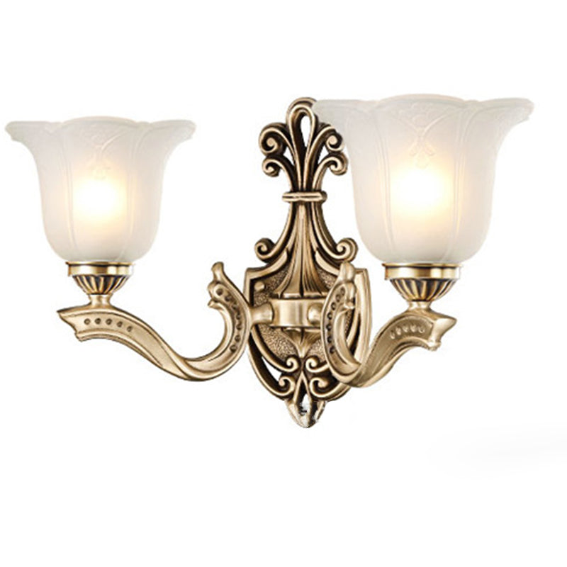 Copper Hardware Bell Floral 1/2 Light Wall Sconce Lamp