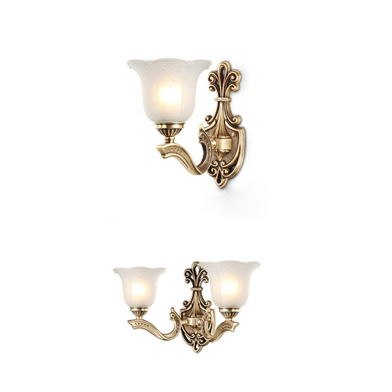 Copper Hardware Bell Floral 1/2 Light Wall Sconce Lamp