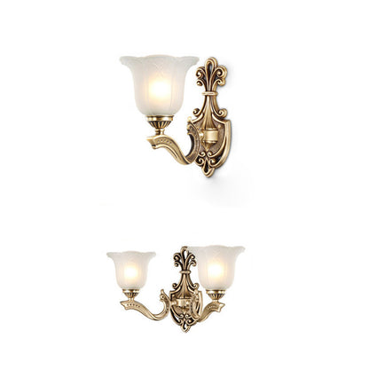 Copper Hardware Bell Floral 1/2 Light Wall Sconce Lamp