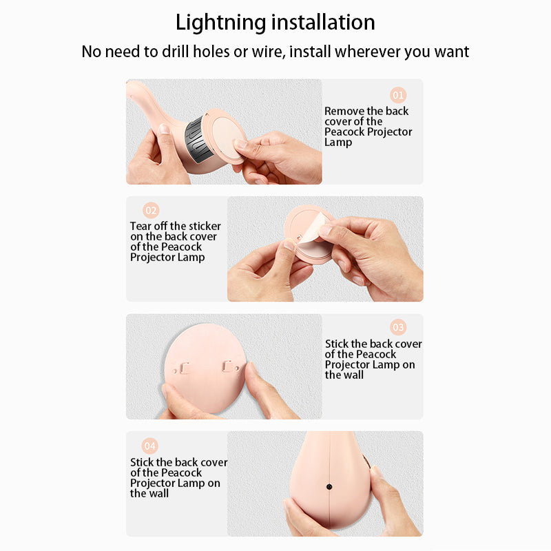 Rechargeable Projection LED Wall Sconce Lamp Night Light