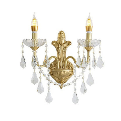 French Crystal Glass Candlestick 1/2 Light Wall Sconce Lamp