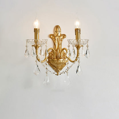 French Crystal Glass Candlestick 1/2 Light Wall Sconce Lamp