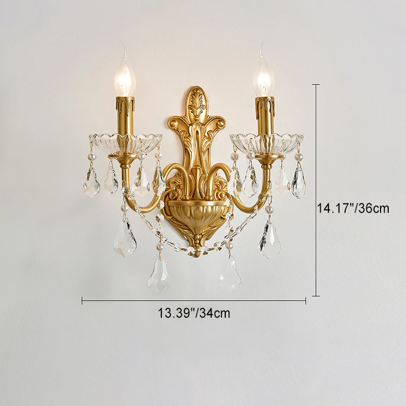 French Crystal Glass Candlestick 1/2 Light Wall Sconce Lamp