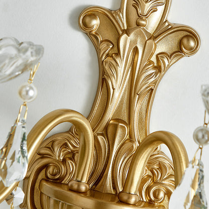 French Crystal Glass Candlestick 1/2 Light Wall Sconce Lamp