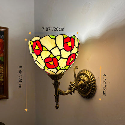 Tiffany Alloy Bowl Petal Beads 1-Light Wall Sconce Lamp