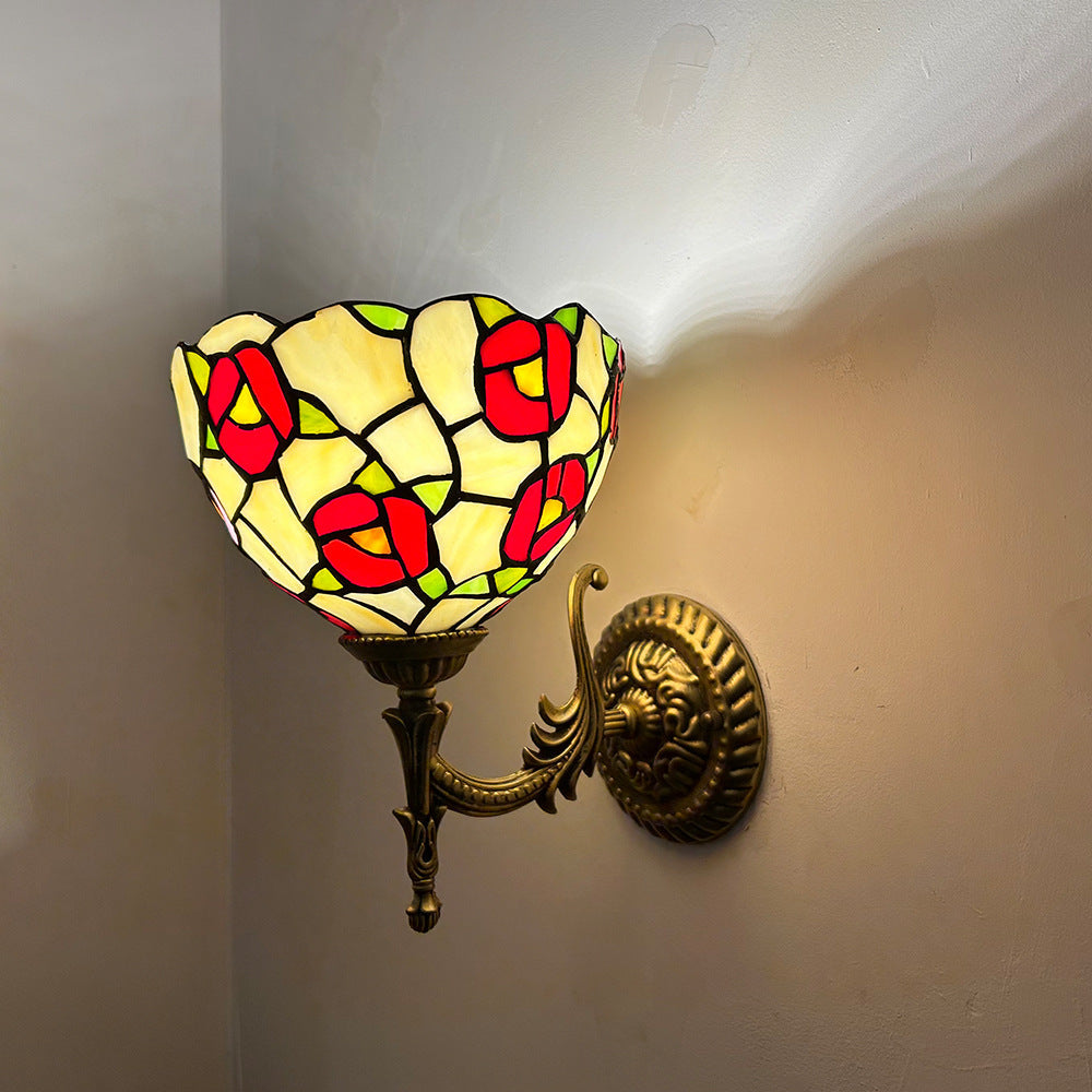 Tiffany Alloy Bowl Petal Beads 1-Light Wall Sconce Lamp