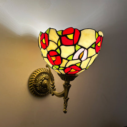Tiffany Alloy Bowl Petal Beads 1-Light Wall Sconce Lamp