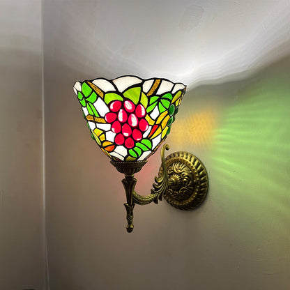 Tiffany Alloy Bowl Petal Beads 1-Light Wall Sconce Lamp