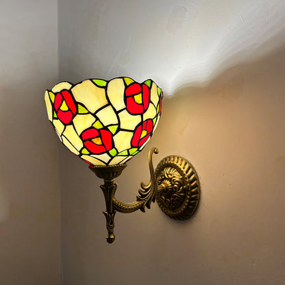 Tiffany Alloy Bowl Petal Beads 1-Light Wall Sconce Lamp