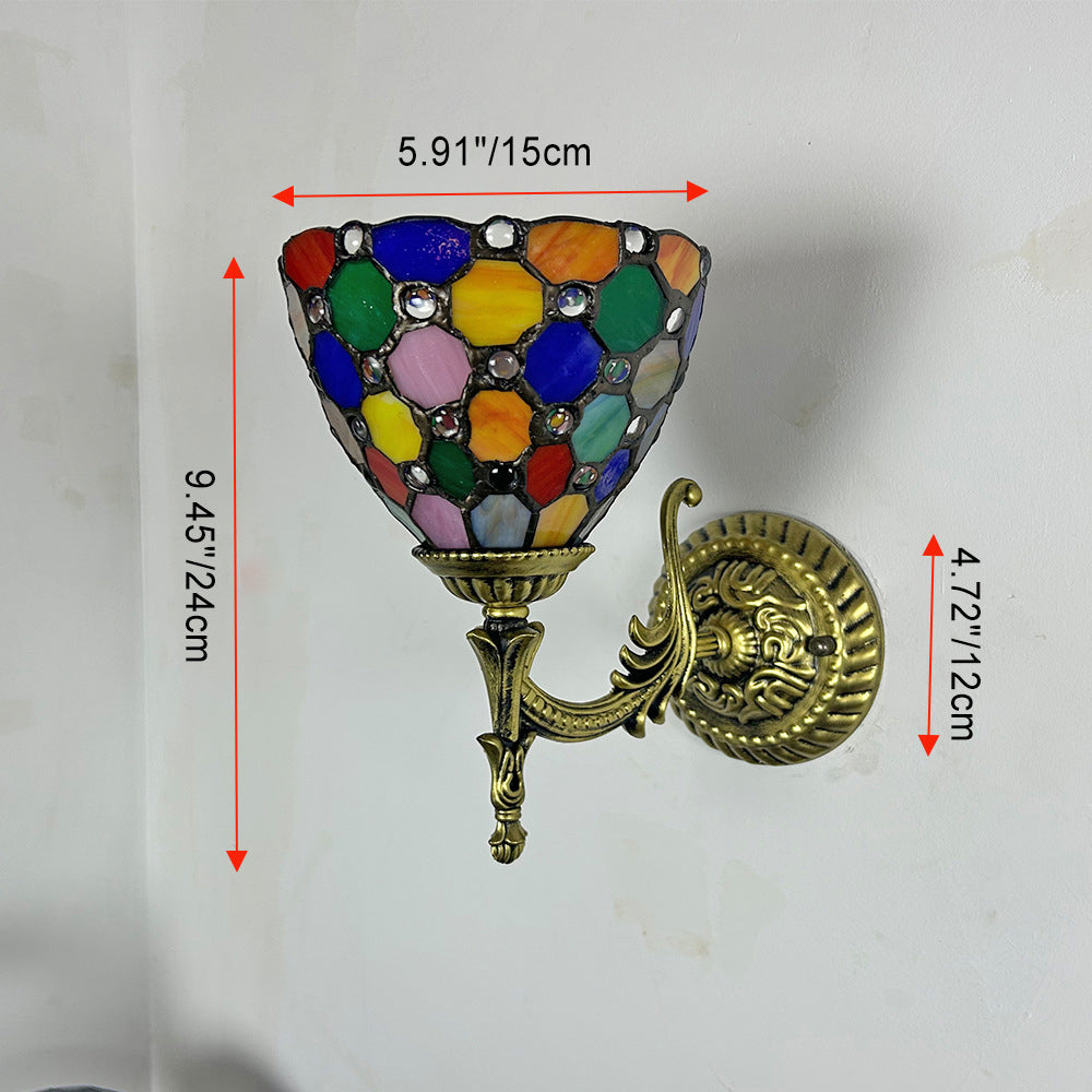 Tiffany Alloy Bowl Petal Beads 1-Light Wall Sconce Lamp