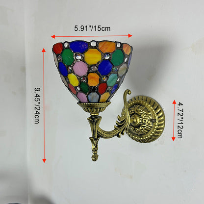 Tiffany Alloy Bowl Petal Beads 1-Light Wall Sconce Lamp