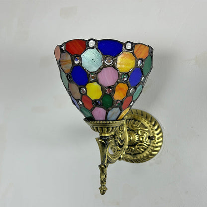 Tiffany Alloy Bowl Petal Beads 1-Light Wall Sconce Lamp