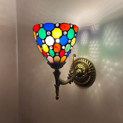 Tiffany Alloy Bowl Petal Beads 1-Light Wall Sconce Lamp