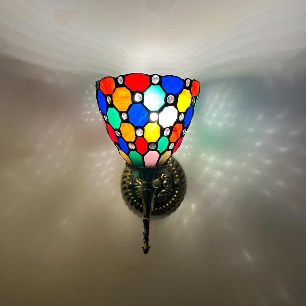 Tiffany Alloy Bowl Petal Beads 1-Light Wall Sconce Lamp