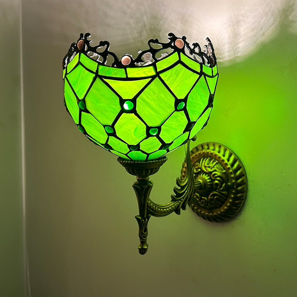 Tiffany Alloy Bowl Petal Beads 1-Light Wall Sconce Lamp