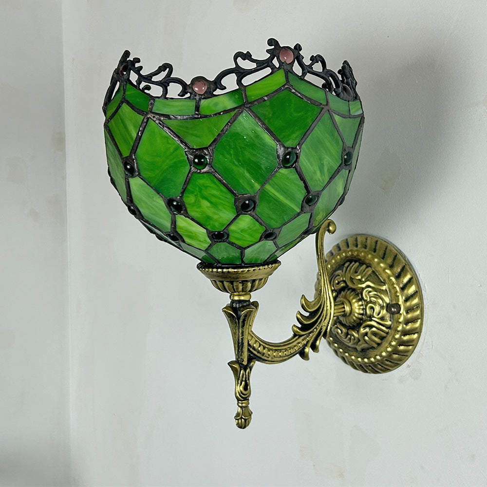 Tiffany Alloy Bowl Petal Beads 1-Light Wall Sconce Lamp