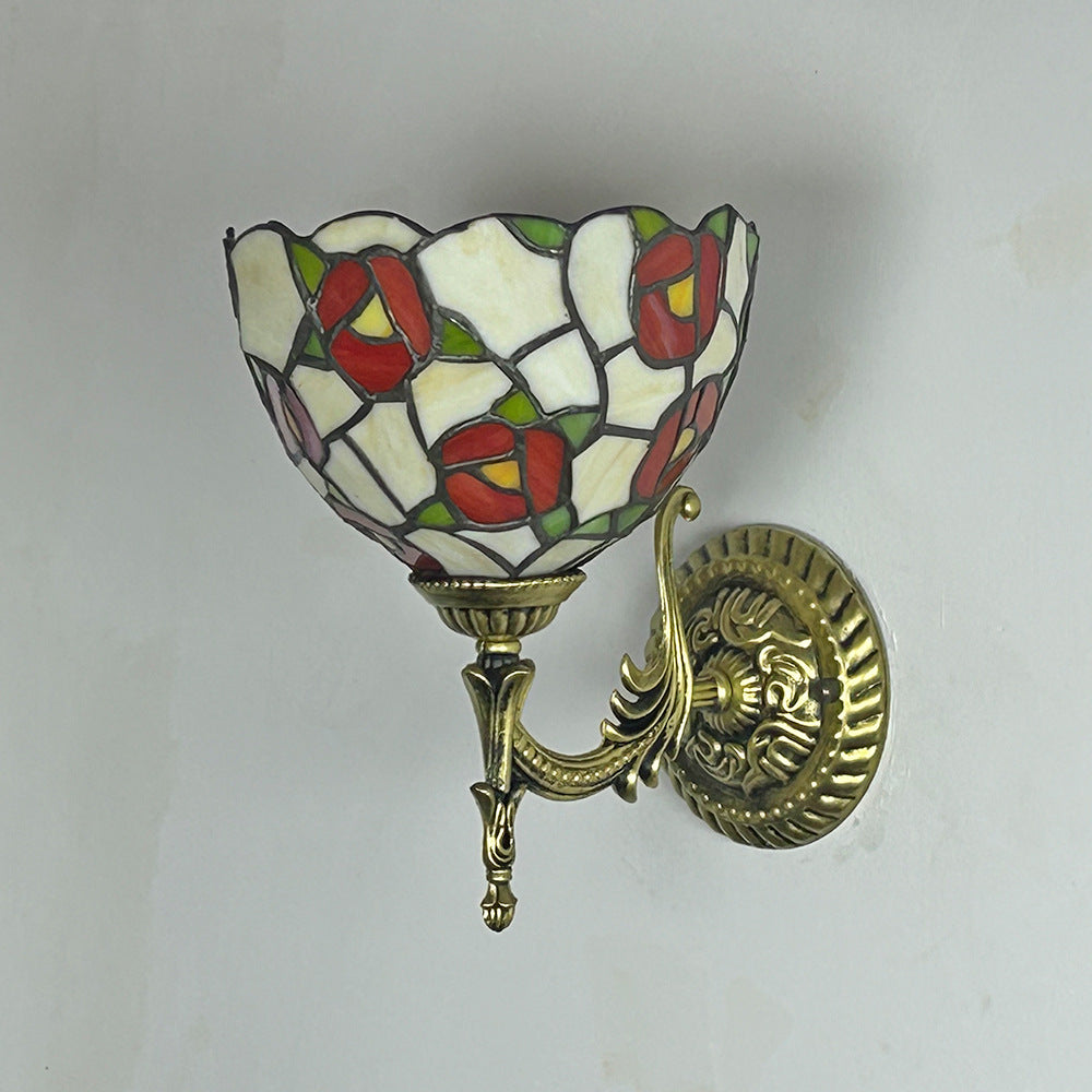 Tiffany Alloy Bowl Petal Beads 1-Light Wall Sconce Lamp