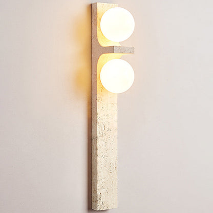 Travertine Ball Grille Rectangular 2-Light Wall Sconce Lamp