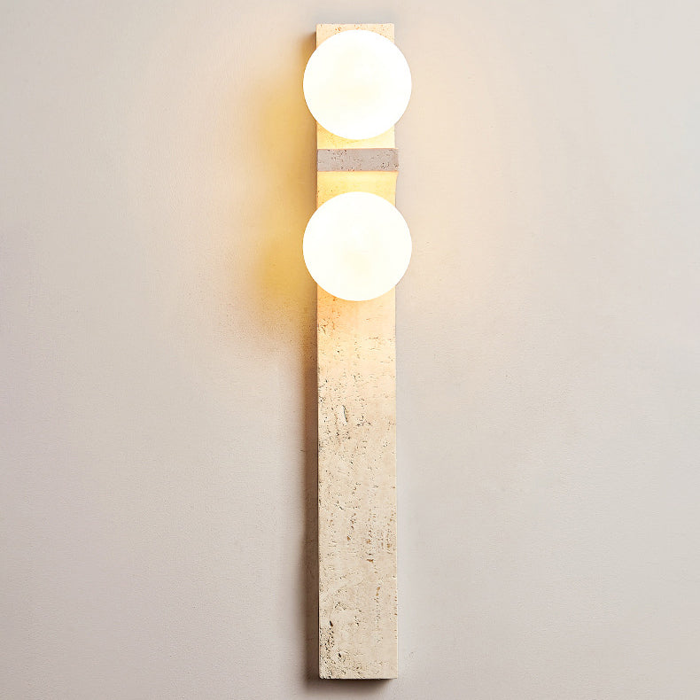 Travertine Ball Grille Rectangular 2-Light Wall Sconce Lamp