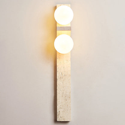 Travertine Ball Grille Rectangular 2-Light Wall Sconce Lamp