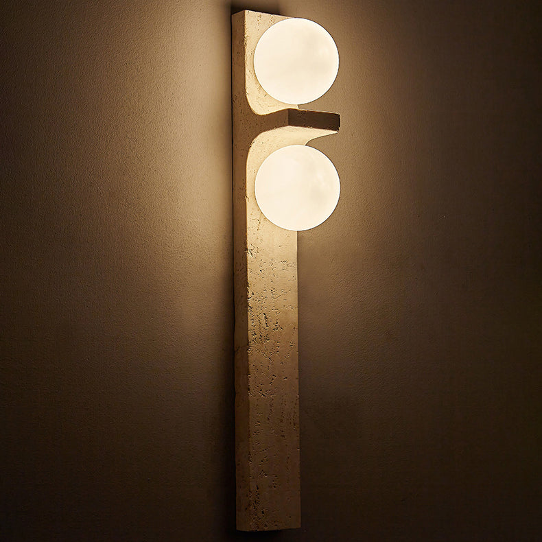 Travertine Ball Grille Rectangular 2-Light Wall Sconce Lamp