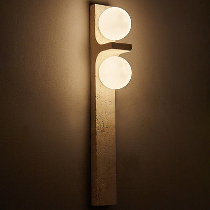 Travertine Ball Grille Rectangular 2-Light Wall Sconce Lamp