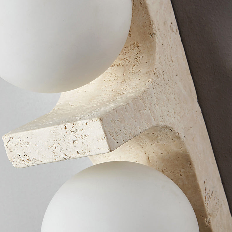 Travertine Ball Grille Rectangular 2-Light Wall Sconce Lamp