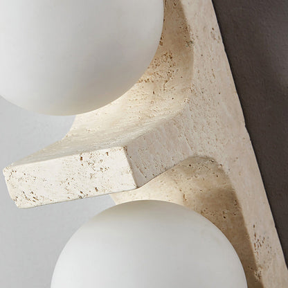 Travertine Ball Grille Rectangular 2-Light Wall Sconce Lamp
