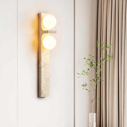 Travertine Ball Grille Rectangular 2-Light Wall Sconce Lamp