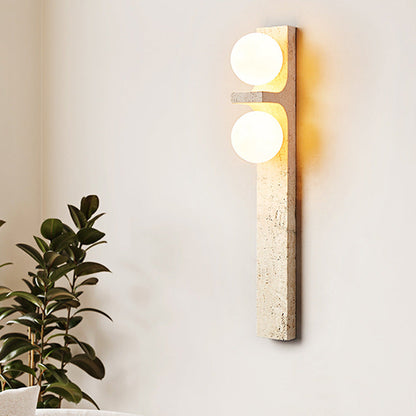 Travertine Ball Grille Rectangular 2-Light Wall Sconce Lamp