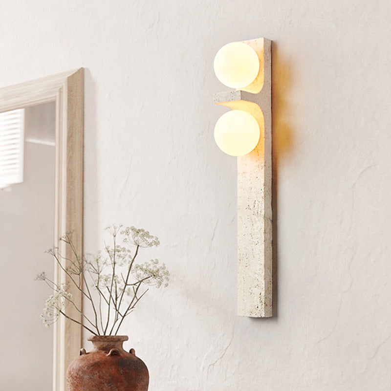 Travertine Ball Grille Rectangular 2-Light Wall Sconce Lamp