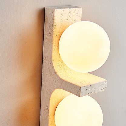 Travertine Ball Grille Rectangular 2-Light Wall Sconce Lamp
