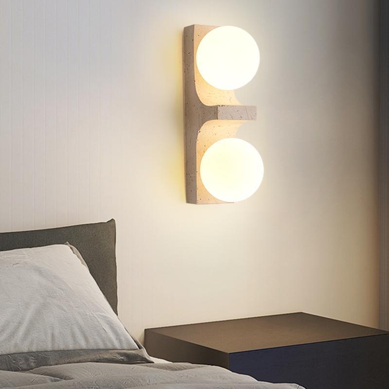Travertine Ball Grille Rectangular 2-Light Wall Sconce Lamp