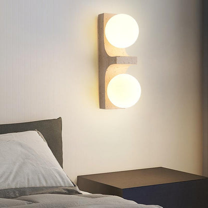 Travertine Ball Grille Rectangular 2-Light Wall Sconce Lamp