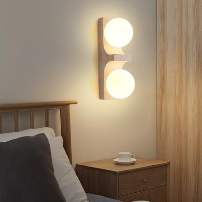 Travertine Ball Grille Rectangular 2-Light Wall Sconce Lamp