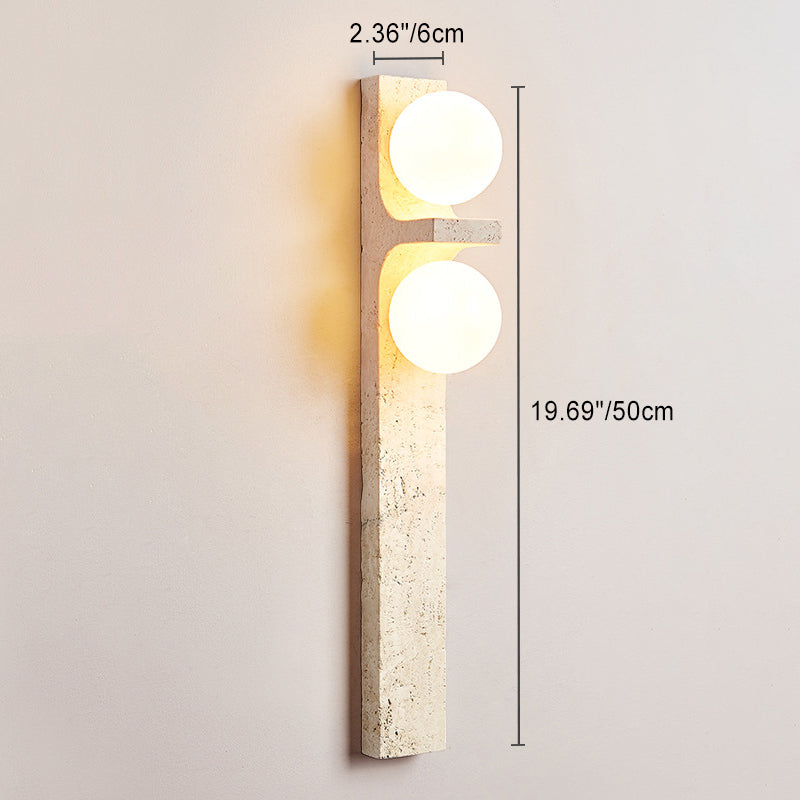 Travertine Ball Grille Rectangular 2-Light Wall Sconce Lamp