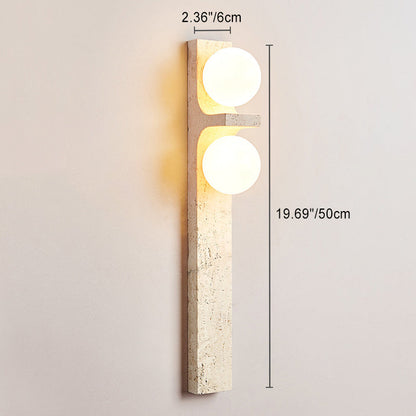 Travertine Ball Grille Rectangular 2-Light Wall Sconce Lamp