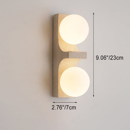 Travertine Ball Grille Rectangular 2-Light Wall Sconce Lamp
