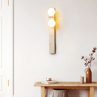Travertine Ball Grille Rectangular 2-Light Wall Sconce Lamp
