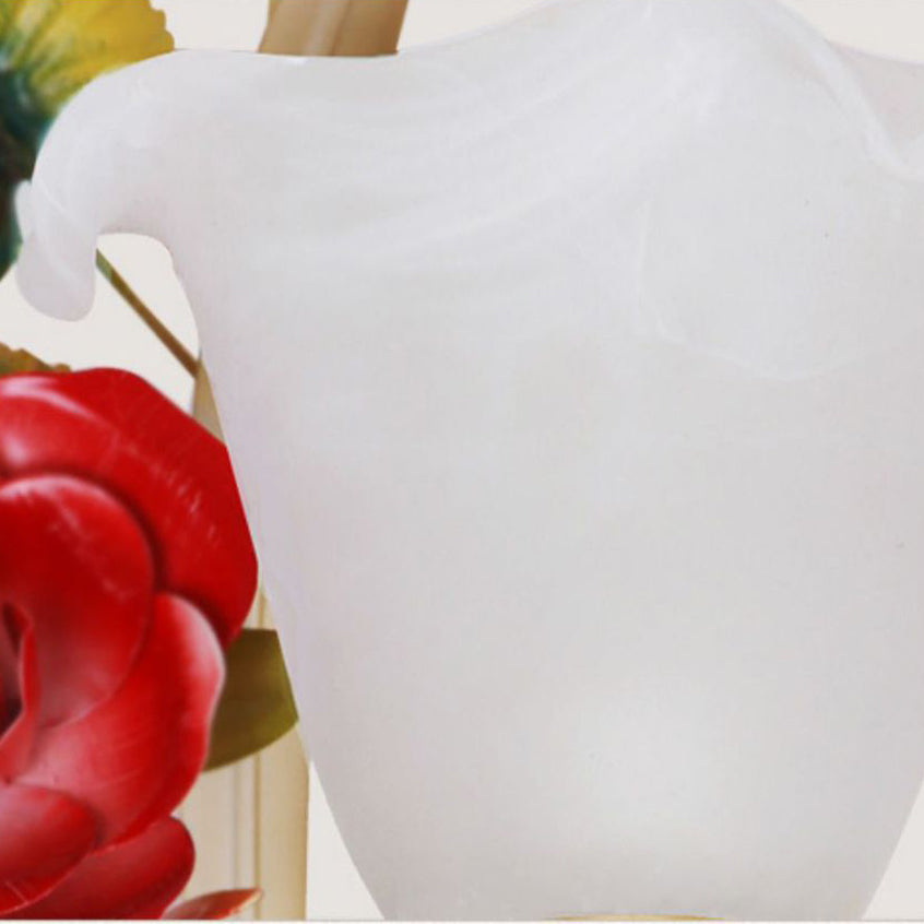 Farmhouse Glass Rose Floral Bell 1/2 Light Wall Sconce Lamp