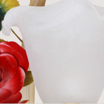 Farmhouse Glass Rose Floral Bell 1/2 Light Wall Sconce Lamp