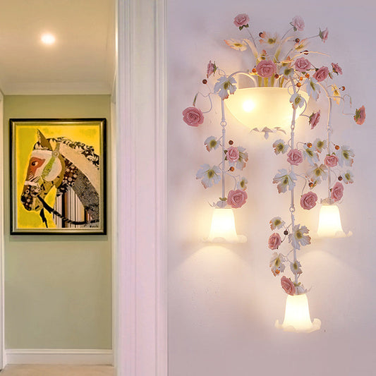 Farmhouse Handmade Floral Rose 5-Light Wall Sconce Lamp