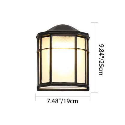 Waterproof Glass House Rectangular 1-Light Wall Sconce Lamp