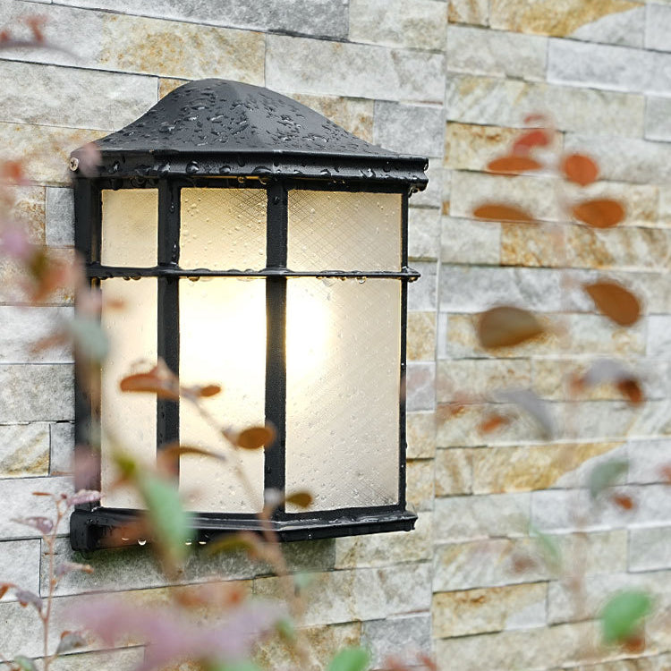 Waterproof Glass House Rectangular 1-Light Wall Sconce Lamp